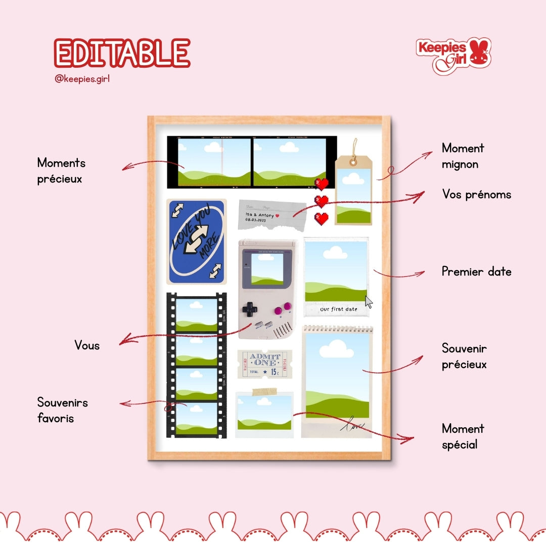Affiche Souvenir Personnalisée – Memory Box Digitale à Éditer (Couple)