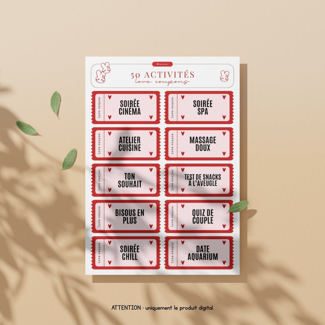 Coupons couple - 50 idées d'activités inclus